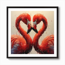 Flamingos In Love 5 Art Print