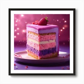 Pink And Purple Slice Of Cake (10) (1) Art Print