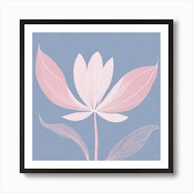 A White And Pink Flower In Minimalist Style Square Composition 687 Art Print