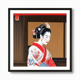 Geisha Sitting Art Print