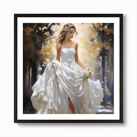 Bride In White Dress Art Print