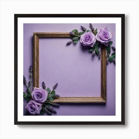 Purple Frame With Lavender Flowers Art Print