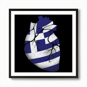 Greece Heart Flag Art Print