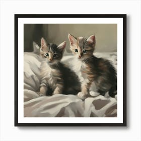 Two Kittens On A Bed 2 Art Print