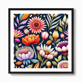 Floral Seamless Pattern Art Print