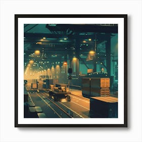 Industrial City At Night Art Print