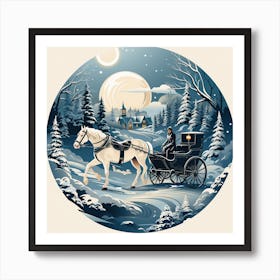 Horse Drawn Carriage In The Snow Art Print