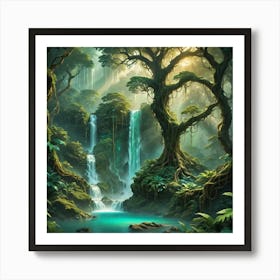 Waterfall In The Forest 25 Art Print