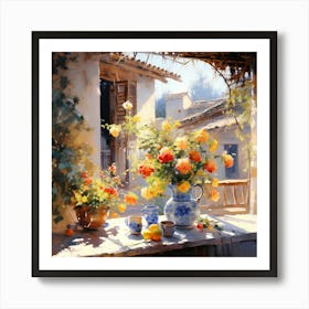 Flowers On The Window Sill Art Print