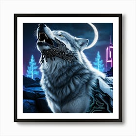 Futuristic Wolf Art Print