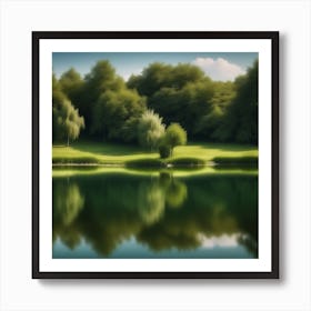 Reflection Of Trees In A Lake Art Print