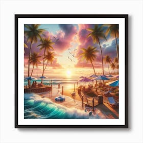 Sunset At The Beach Art Print