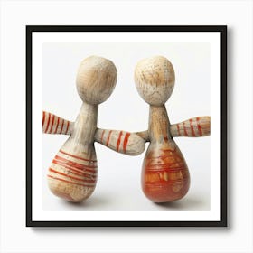 Couple Of Wooden Dolls Art Print