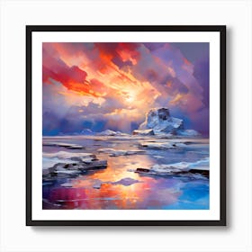 Abstract Colorful Iceburg Storm Cloud Sunset Art Print