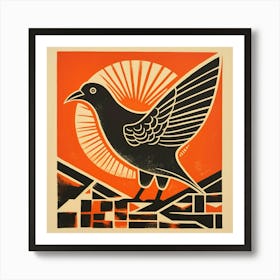 Retro Bird Lithograph Pigeon 1 Art Print