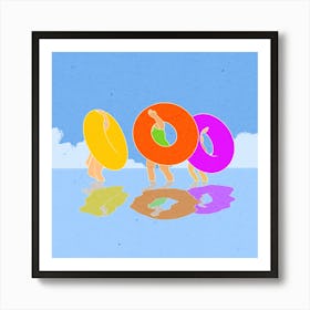 Beach people, seaside, summer, illustration, wall art Art Print