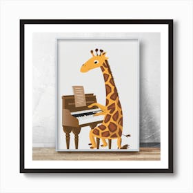 Giraffe Playing Piano 1 Art Print