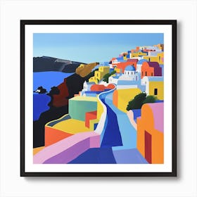 Abstract Travel Collection Santorini Greece 2 Art Print
