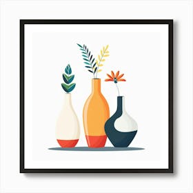 Three Vases With Flowers 2 Art Print