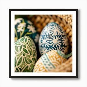 Easter Eggs In A Basket 4 Art Print