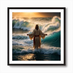 Jesus In The Ocean Art Print