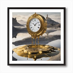 Golden Clock In The Water Art Print