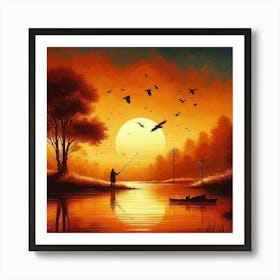 Sunset Fishing 3 Art Print