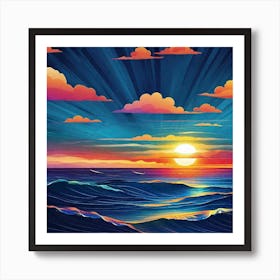 Sunset Over The Ocean 127 Art Print