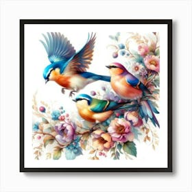 Birds On A Branch 1 Art Print