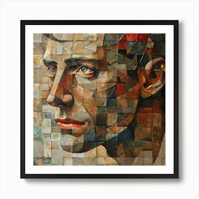 Mosaic Portrait Of A Man 2 Art Print