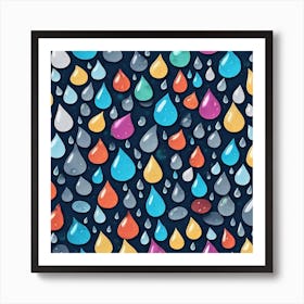 Raindrops Seamless Pattern 2 Art Print