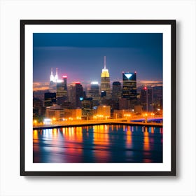 Philadelphia Skyline At Night Art Print