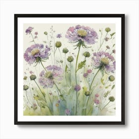 Cosmos flower plants painting art print Art Print