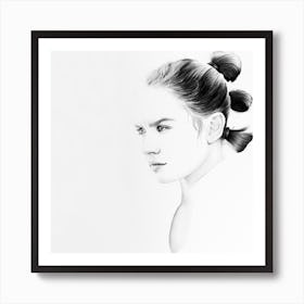 Daisy Ridley Rey Star Wars Pencil Portrait Minimal Black and White Art Print