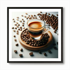 Coffee Cup With Coffee Beans 2 Art Print