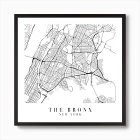 The Bronx New York Street Map Minimal Square Art Print