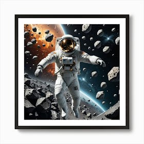 Between Worlds: An Astronaut's Celestial Voyage Art Print