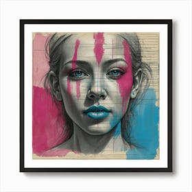 Girl With Dripping Paint Art Print