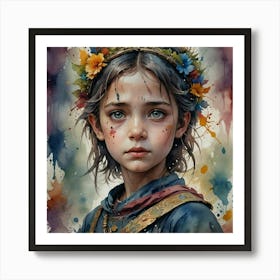 Girl With The Flower Crown Art Print