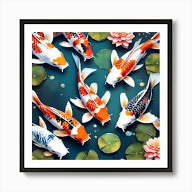 Koi Fish In Pond Art Print