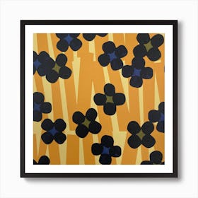 Flowers On A Yellow Background Art Print