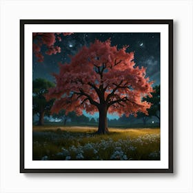 Tree At Night Art Print