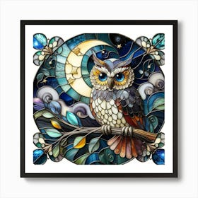 Owl On A Branch Art Print