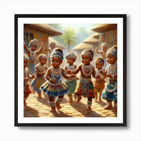 African Children Dancing 1 Art Print