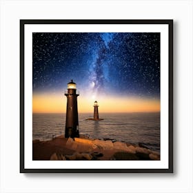 Firefly Black Lighthouses Over Cosmic Oceans On Venus 86643 Art Print