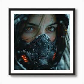 Girl In A Gas Mask Art Print