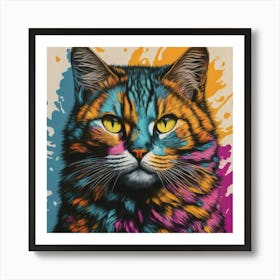 Cat With Paint Splatters Art Print