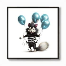 Skunk With Balloons 1 Art Print