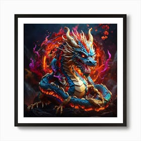 Dragon In Flames Art Print