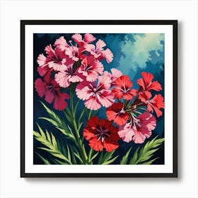 Sweet William Floral Botanical Vintage Poster Flower Art Print 3 Art Print